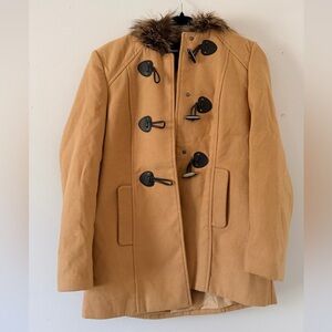 Forever 21 Tan Trench Coat with Faux Fur Collar